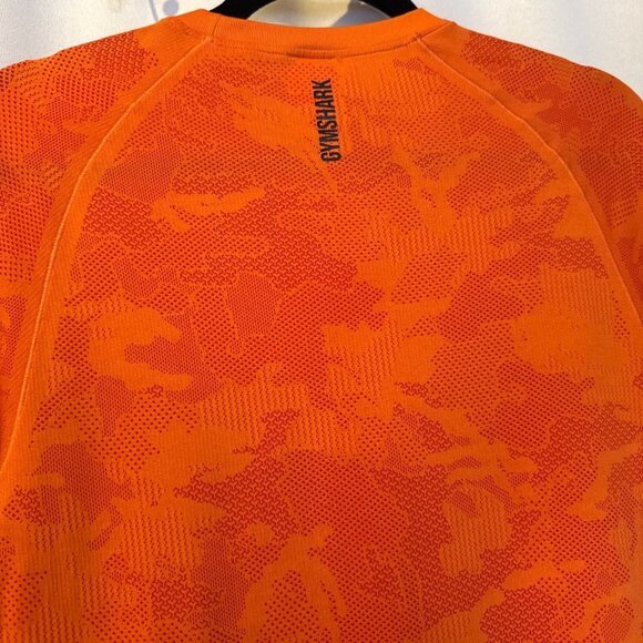 Gymshark Geo Seamless Orange Short Sleeve Performance Shirt M Workout Gym Active - Picture 6 of 6